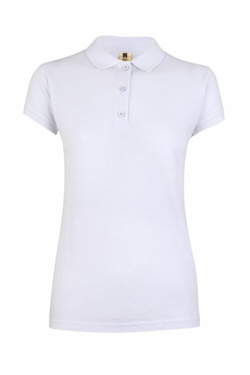 Polohemd Baumwolle Polyester weiß ♀